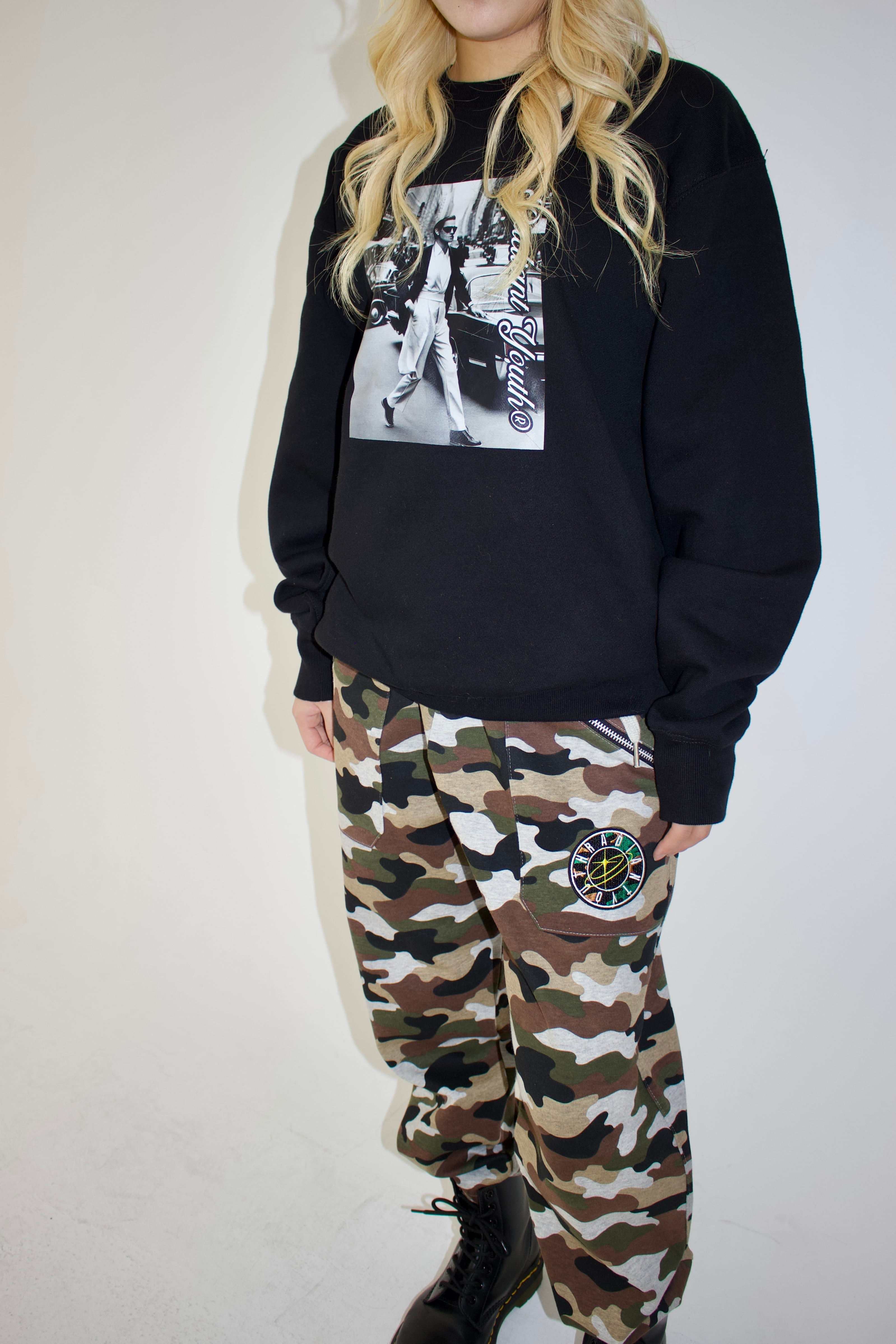 SPARKLE PATCH CAMOUFLAGE SWEAT PANTS