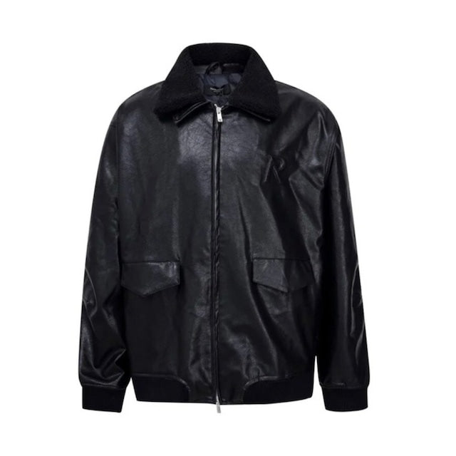 R LOGO LEATHER JACKET