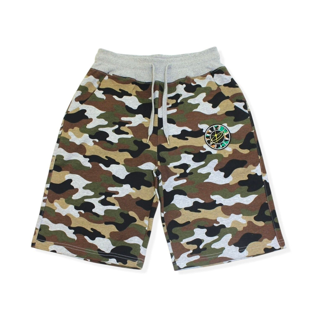 SPARKLE PATCH CAMOUFLAGE SWEAT SHORTS
