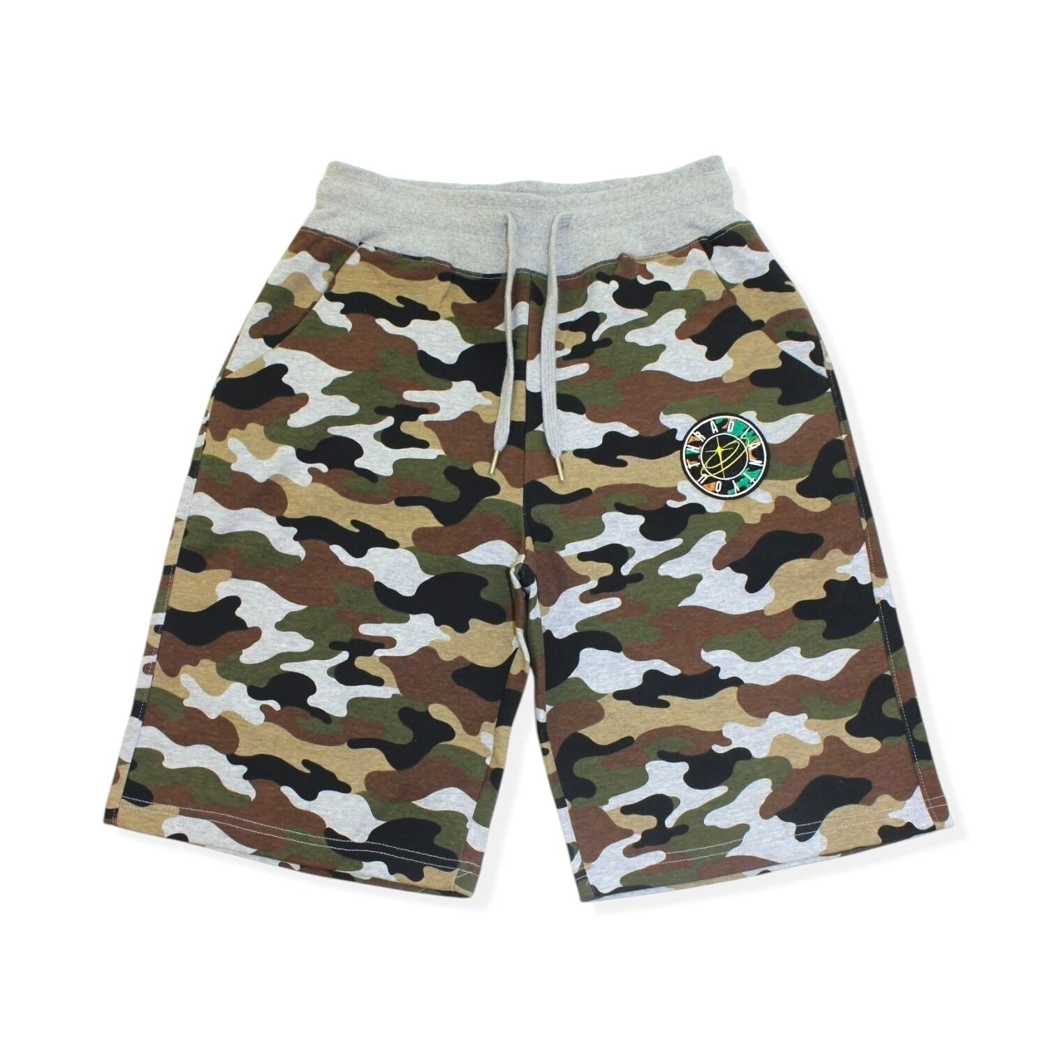 SPARKLE PATCH CAMOUFLAGE SWEAT SHORTS